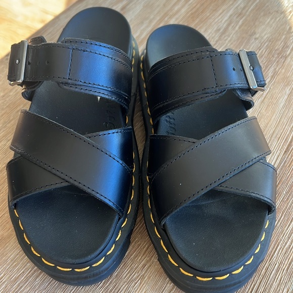 Dr. MARTENS RYKER BLACK LEATHER STRAP SLIDE SANDALS UNISEX MENS 4, WOMENS 5 - Picture 14 of 14